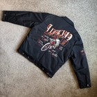 Lucky 13 Racing Devil Embroidered Motorcycle Bomber Jacket Black Xl