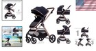 Luxury 2-in-1 Convertible Baby Stroller Black Linen 0-36  Astm Safe
