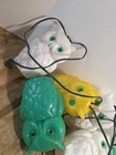 Vtg 7 Owl Blow Mold String Lights Camper Patio Rv Tiki  Lantern Works