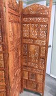 Hand Carved Antique Wood Room Divider Screen  Floral Design  4-panel