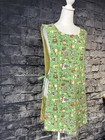 Vintage Handmade Kitchen Apron Womens One Size Green Retro Cooking Print Pockets