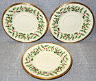 Lot Of 3 Lenox Holiday Gold Trim Holly   Berry 6    Saucer Plates