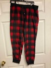 Men   s George Flannel Pajama Lounge Sleep Pant Black   Red Plaid Size Large 36-38