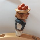 Vtg German Hein Holzschnitzerei Hand Carved Wood Women Lady Bottle Stopper Cork