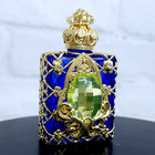 Uranium Cabochon On Perfume Bottle Czech Blue Cobalt Glass Vial Art Deco