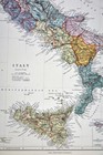 1885 Stanford Map South Italy Rome Naples Sicily Malta Palermo Vesuvius Antique