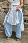A Rare Bird Boho Hippie Blue Cross Sitch Genie Pant