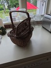 Vintage Unbranded Wicker Basket With Distinctive Side Opening And Lid