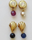 Nolan Miller Gold Plated Rhinestone   Bead Interchangeable Clip Earring Set New