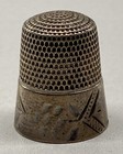 Antique Simons Bros Sterling Silver Thimble Aesthetic Flowers Size 11 Etched
