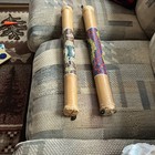 Pair Of Bamboo Didgeridoos With Aboriginal Dot Art And Animal Motifs   