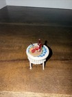 Dollhouse Miniature Wicker Garden Cheese   Wine End Table Wilhelmina Miniatures