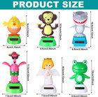 6 Pcs Solar Powered Dancing Animal Dolls Swinging Animated Bobble Dancer Window 