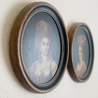 Antique Victorian Portrait Paintings 2 Women Wood Oval Gilt Frames 18th Century