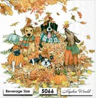  5066  Two Paper Beverage   Cocktail Decoupage Art Craft Napkins - Dogs Autumn