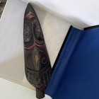 Vintage African Ghana Sese Wood Tribal Mask Hand Carved Wall Decor Brass Inlay