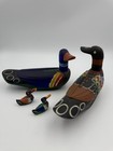 Korean Hand-carved Folk Art Duck Set  4pc Wedding Wonang Birds  Painted Wood