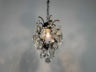 Antique Vintage Brass   Crystals Small Chandelier French Lamp Lighting Fixtures