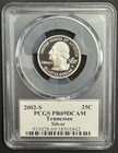 2002-s Tennessee 90  Silver Washington Quarter  pcgs Pr69dcam State Flag Label