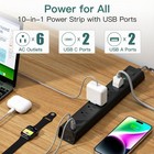 Surge Protector Power Strip - 6ft Extension Cord With 6 Ac Outlets 4 Usb   Fl   