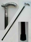 Vintage Silver Brass Handle Wooden Walking Stick Victorian Antique Cane Style