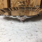 Vintage Leonard 14 Inch Silver-plate Serving Platter Scalloped Edge Ornate Feet