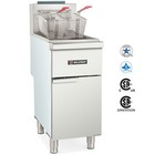 40lbs Commercial Natural Gas Floor Deep Fryer 3 Burners 2 Basket 90000btu Csa