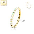 14k Gold Opal Hinged Nose Hoop Ring Tragus Rook Eyebrow Cartilage 16g