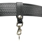 Basketweave Leather Key Strap Police Belt Keeper Swivel Key Ring Chrome