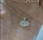 2 00tcw Oval Cut Moissanite Bezel Set Women s Pendant 14k Solid Yellow Gold