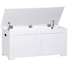 39 4  White Storage Trunk Toy Box Organizer Bench Wooden Chest W 2 Safety Hinges
