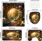 4 Pcs Enchanted Forest Shower Curtain Set Nature Garden Bathroom Sets With Showe