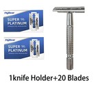Stainless Steel Heavy Duty Double Edge Safety Razor For Men   10 Shaving Blades