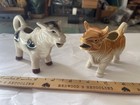 2 Vintage Porcelain Ceramic Black Brown White Cow Creamer Cows Japan Made Mcm