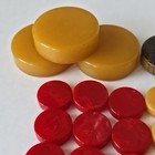 35 Bakelite Mixed Sizes Backgammon  Mics Game Pieces Yellow Red Brown Marbled 