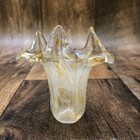 Tulip Lily Murano-style Art Glass Globe Lamp Shade Amber Milk 7 8  Opening
