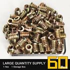 60pcs Threaded Insert Furniture Screw In Wood Nut Inserts Fastener Bolt 1 4  20