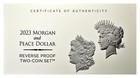 2023-s Morgan   Peace Dollar Two-coin Set  1 Rp Reverse Proof 23xs Wood Box coa
