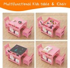 Kids Table And Chair Set W  Bookshelf 3-compartment Storage For Drawing Reading