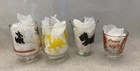 Vintage Lot Of 4 Juice   Shot Glasses Camels   Scotties  Monkey 1950   s