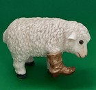 Enesco Porcelain Sheep Lamb Ewe Figurine With Cowboy Boot On Foot Vintage