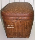 Antique Extra Large Woven Basket With Lid   20 5 l X 13 5 w X 13 5 h