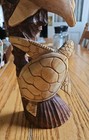 Large Hand Carved  Wood Sea Turtle And Dolphin 16 