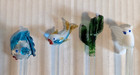Vintage Blown Glass Tropical Swizzle Sticks Cocktail Stirrers - Set Of 7