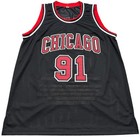 Chicago Bulls Dennis Rodman Autographed Pro Style Black Stat Jersey Bas Authe   