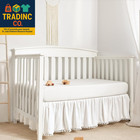 Baby Crib Skirt Girls Boys  Ruffled Bed Skirt With Pompoms  28   x 52     14   Drop 