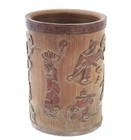 Chinese Wood Brush Holder With Immortals