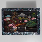 Vintage Japanese Jewelry Box Black Lacquer Hand Painted Music Box Mt Fuji