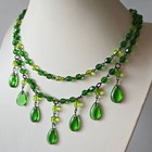 Necklace Green Glass Vintage Czech Old Beads Women s Jewelry Art Deco Style