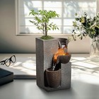 Resin Tabletop Waterfall Fountain With Led Light   Plant Pot  Indoor Desk